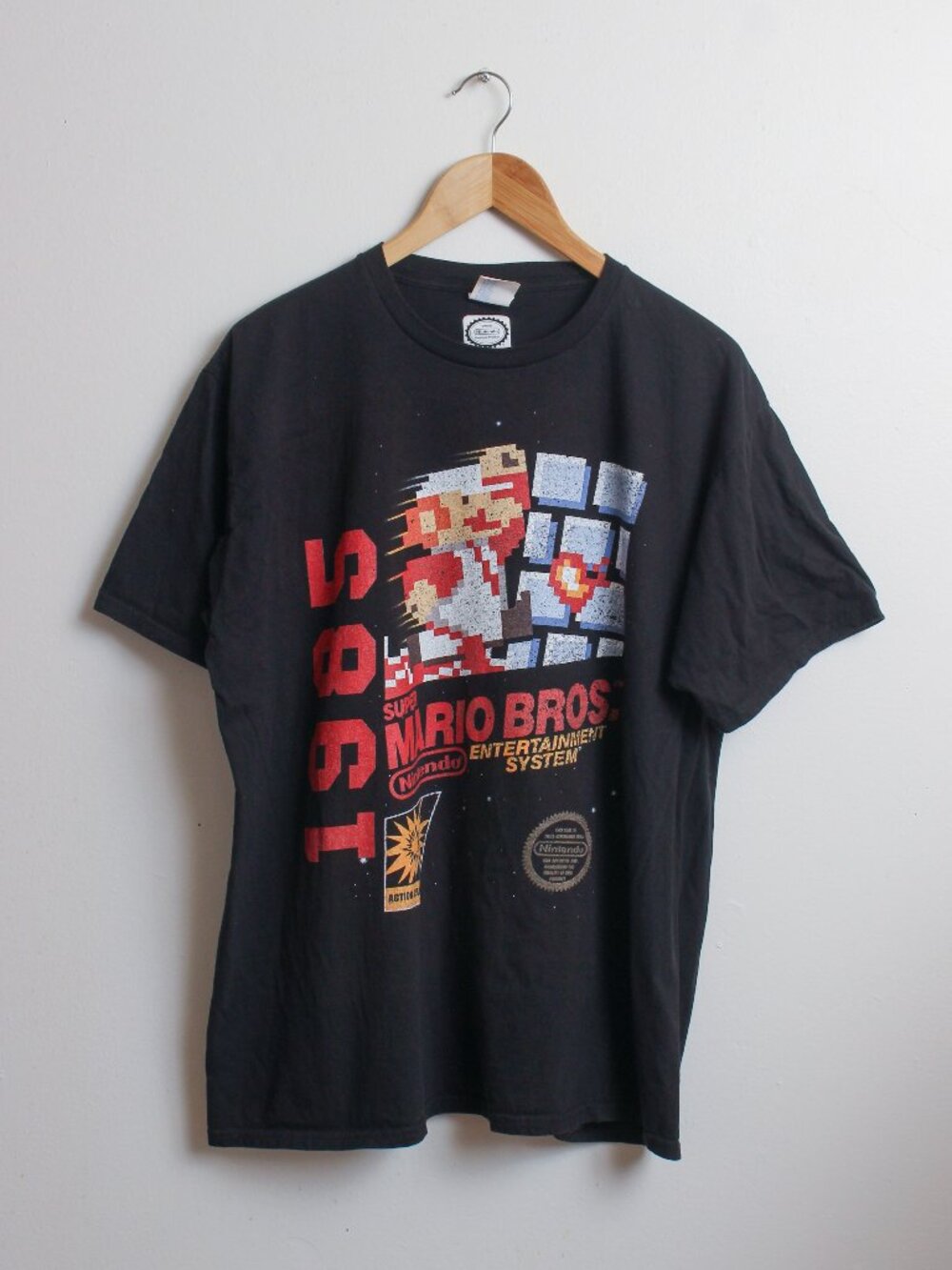 Super Mario Bros Nintendo Shirt Mens XL Black Box Cover Art Tee